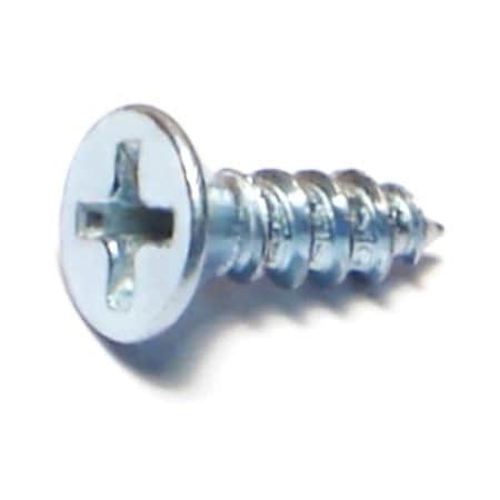 Midwest Fastener Sheet Metal Screw, #8 x 1/2 in, Zinc Plated Steel Flat Head Phillips Drive, 100 PK 03010